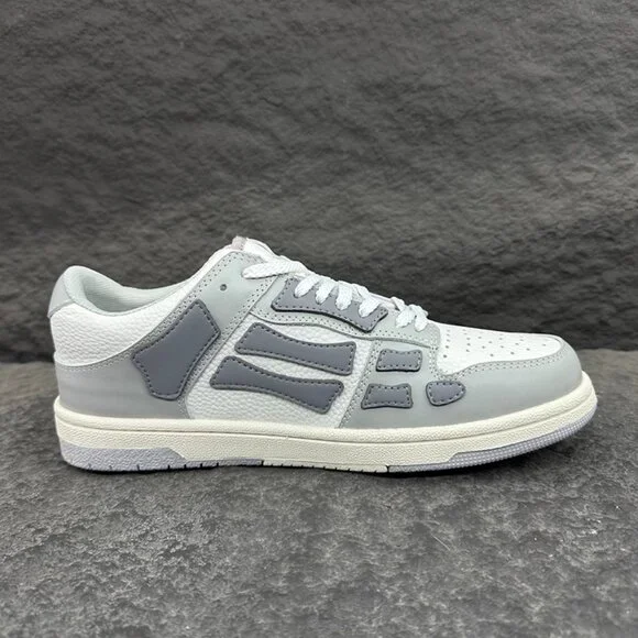 Amiri White And Grey Colorblock Low-Top Leather Sneakers